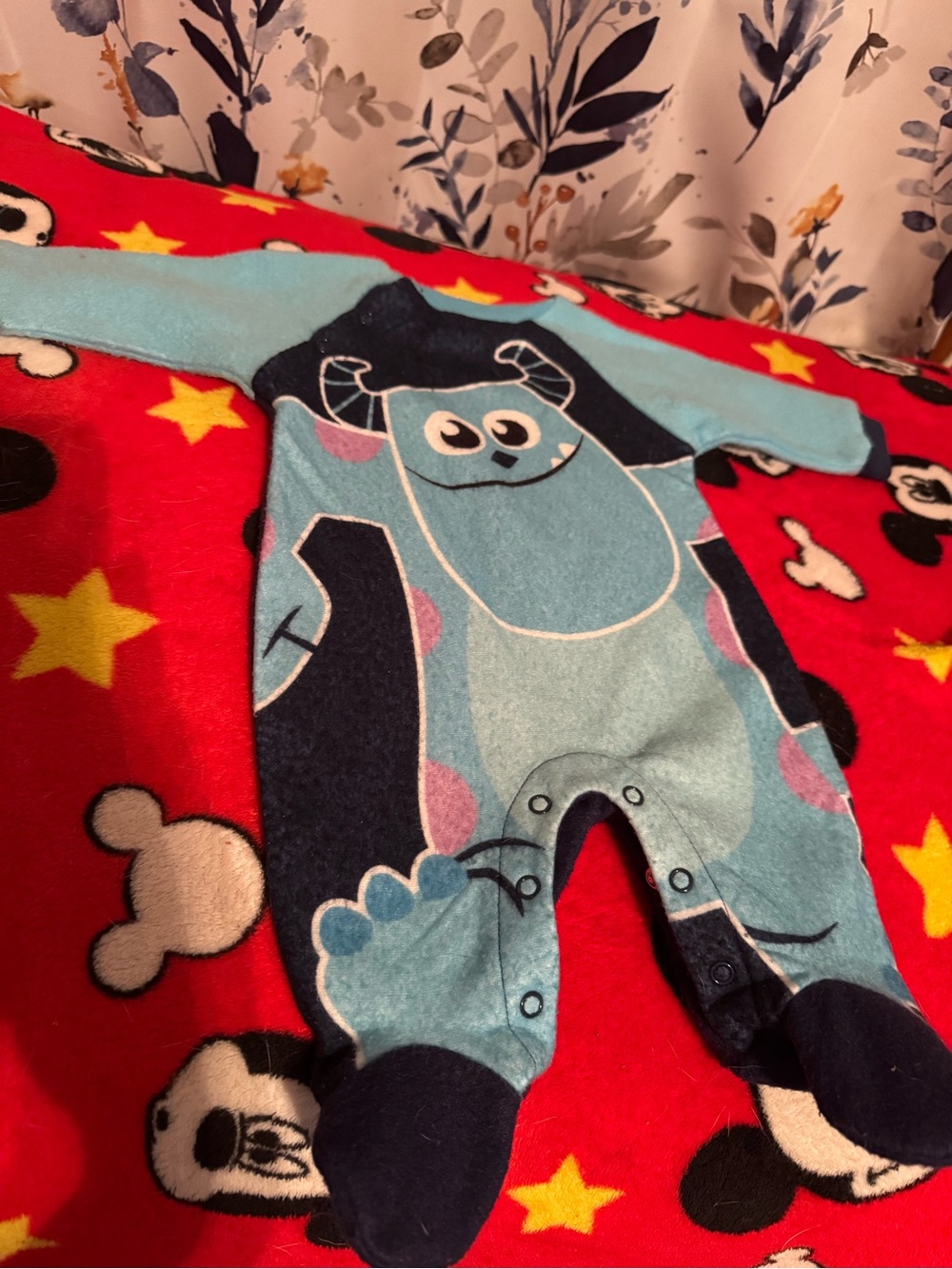 Baby Boys' Blue Monster One-Piece Footed Pajamas Disney Pixar 0 3 Months C5